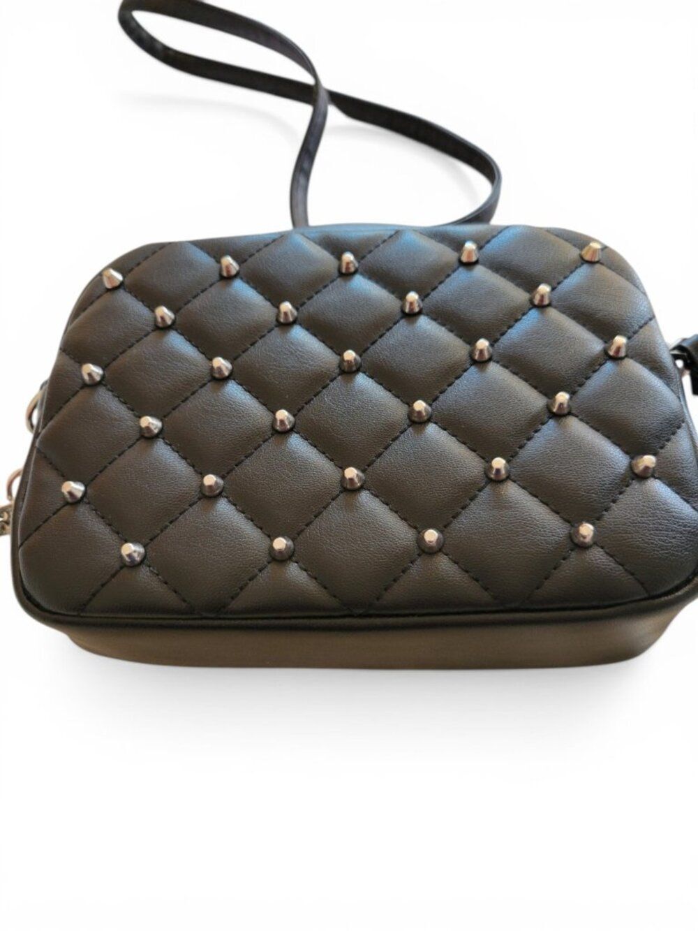 Rebecca Minkoff Quilted Studded Double Sided Camera Bag Black